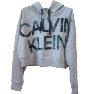NWT Calvin Klein Performance Teal Camo Spell Out Grey Hoodie‎ Sz L